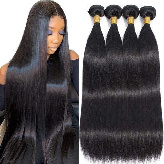 Human Hair Bundles Straight 10 12 14 16 Inch Brazilian Virgin Hair 4 Bundles Human Hair Straight 100% Unprocessed Straight Hair Bundles Weave Bundles Human Hair - WORLD TIME VISITS
