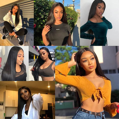 Human Hair Bundles Straight 10 12 14 16 Inch Brazilian Virgin Hair 4 Bundles Human Hair Straight 100% Unprocessed Straight Hair Bundles Weave Bundles Human Hair