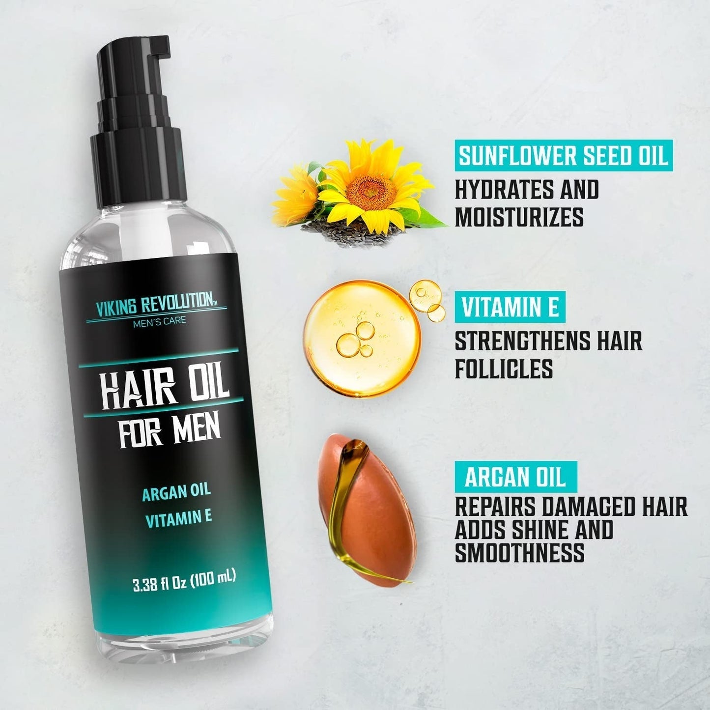 Hydrating Hair Oil for Men - Mens Hair Oil Men with Vitamin E Dry Hair Oils with Argan Oil - Sunflower Seed Oil Hair Serum Repair, Hidrate Hair Treatment Oils (3.38 Fl Oz) - WORLD TIME VISITS