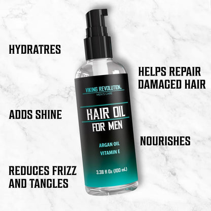 Hydrating Hair Oil for Men - Mens Hair Oil Men with Vitamin E Dry Hair Oils with Argan Oil - Sunflower Seed Oil Hair Serum Repair, Hidrate Hair Treatment Oils (3.38 Fl Oz)