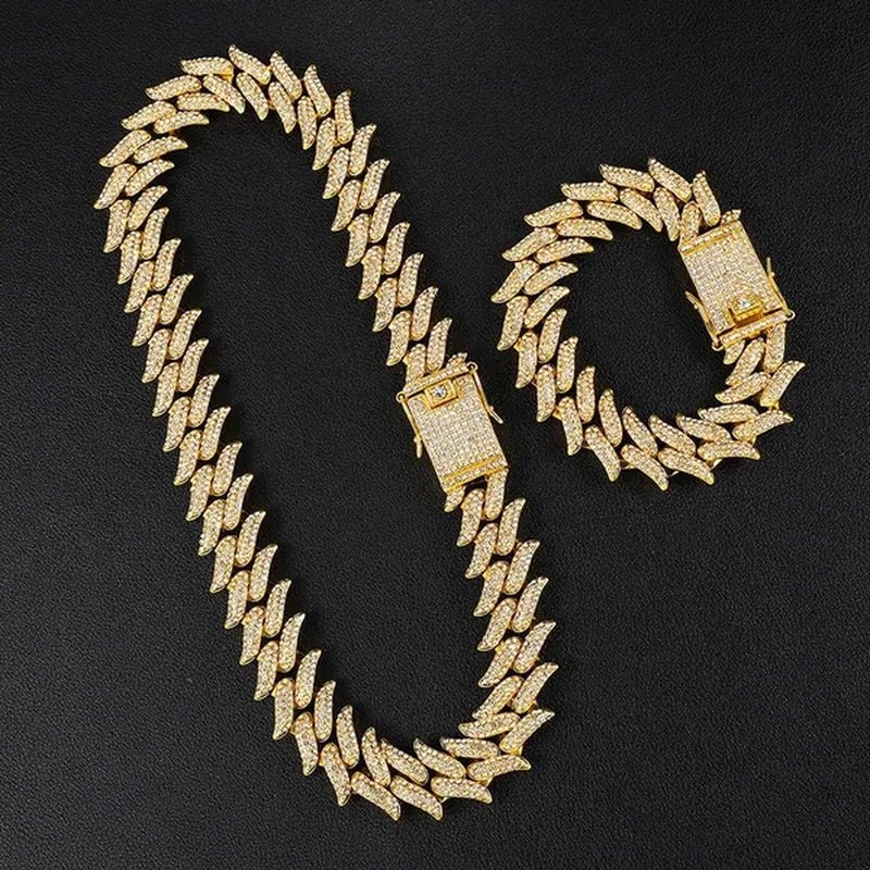 Iced Out Chain 925 Silver Diamond Miami Cuban Chain Link Choker Hip Hop Jewelry Silver Chain for Men Necklace Bracelet 7-24 Inch