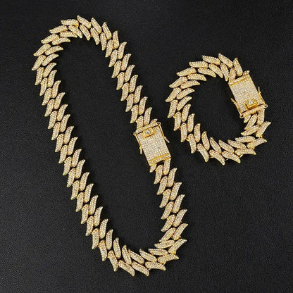 Iced Out Chain 925 Silver Diamond Miami Cuban Chain Link Choker Hip Hop Jewelry Silver Chain for Men Necklace Bracelet 7-24 Inch