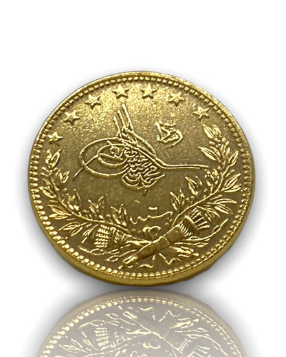 Ottoman Empire Gold Coin 1915 Mehmed V. Gold Plated 100 Kurush Coin (22Mm) REPLICA 1Pcs Masters Coins - WORLD TIME VISITS
