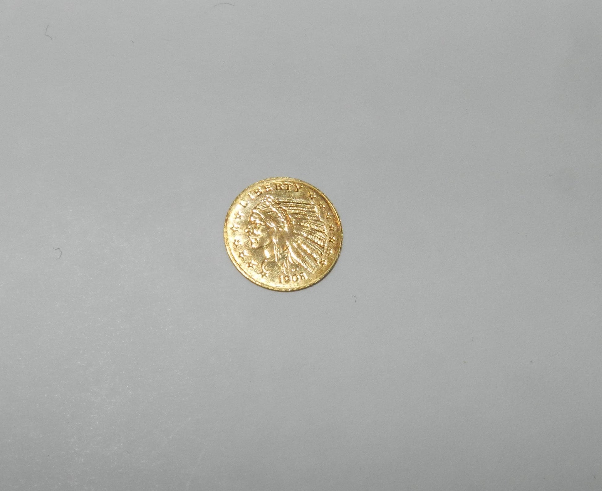 8Kt Gold Miniature Replica U.S. Indian Head 5 Dollar Gold Coin Masters Coins - WORLD TIME VISITS