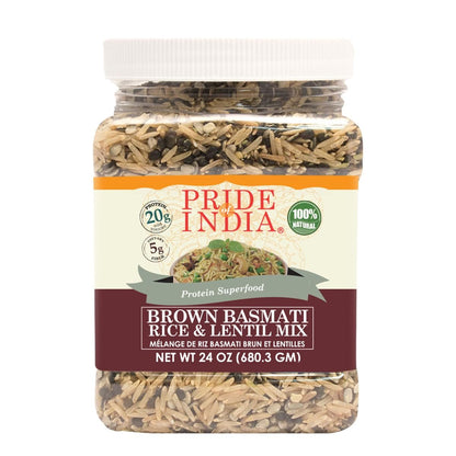 ' - Indian Brown Basmati Rice & Lentil Kitchari Mix - Protein Superfood, 1.5 Pound Jar - WORLD TIME VISITS