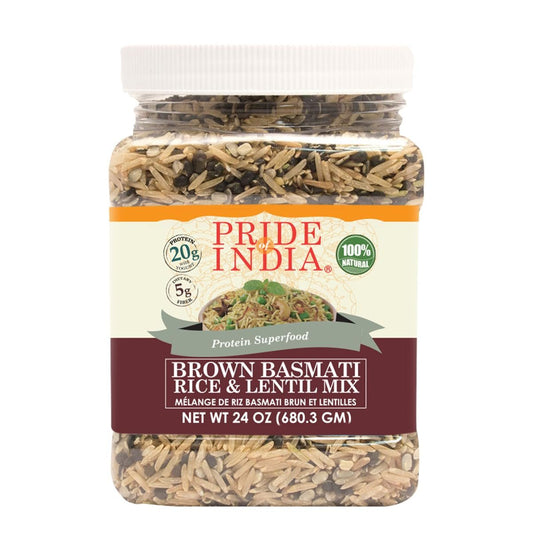 ' - Indian Brown Basmati Rice & Lentil Kitchari Mix - Protein Superfood, 1.5 Pound Jar - WORLD TIME VISITS