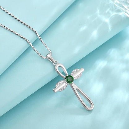 Infinity Cross Necklace 925 Sterling Silver Religious Pendant Birthstone Jewelry Gifts for Women