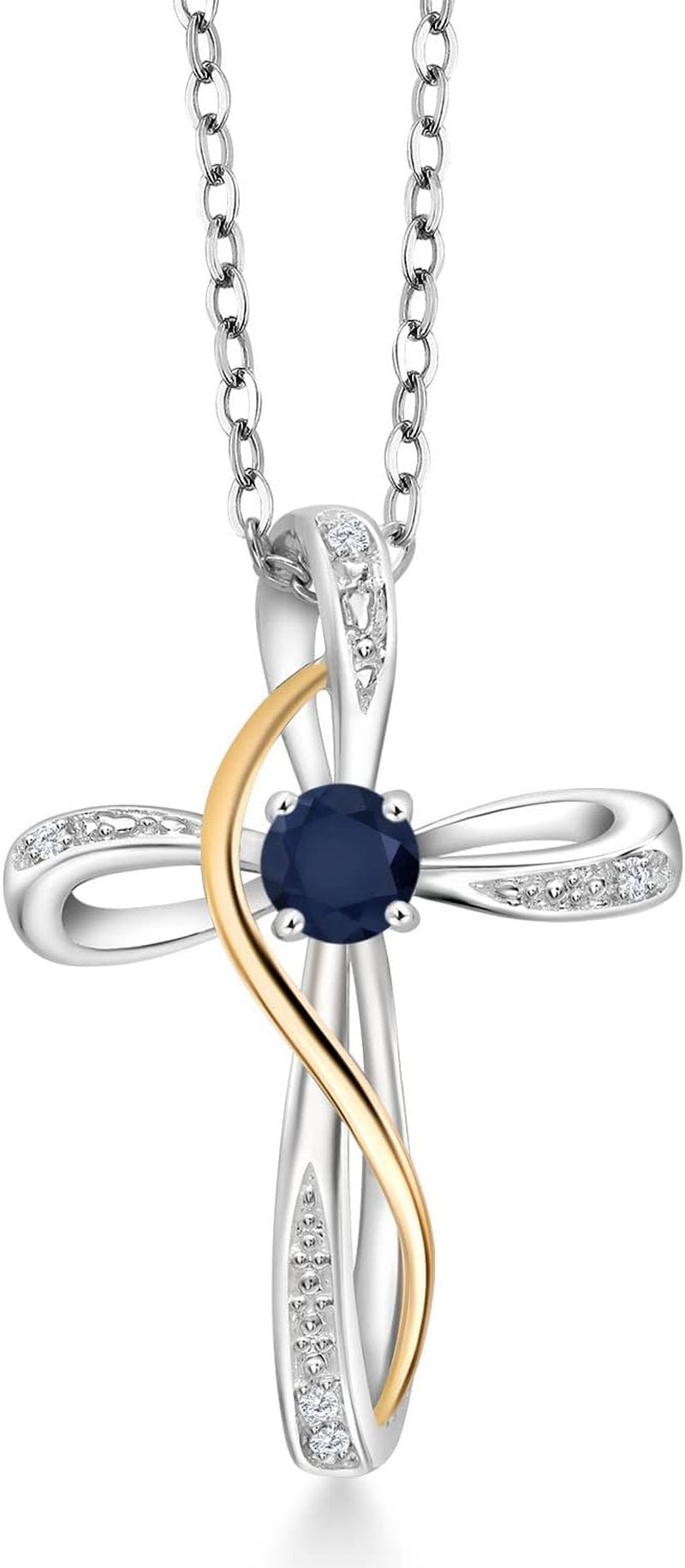 Infinity Cross Necklace for Women | 925 Sterling Silver and 10K Yellow Gold | Gemstone Birthstone and White Lab Grown Diamond Cross Faith Pendant Necklaces | with 18 Inch Chain - WORLD TIME VISITS