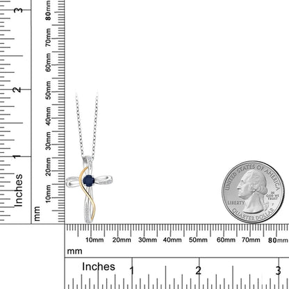 Infinity Cross Necklace for Women | 925 Sterling Silver and 10K Yellow Gold | Gemstone Birthstone and White Lab Grown Diamond Cross Faith Pendant Necklaces | with 18 Inch Chain