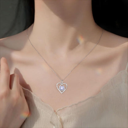 Infinity Heart Turquoise Aquamarine Blue Birthstone Necklace for Daughter - I Love You Gift for December, Christmas, Valentines