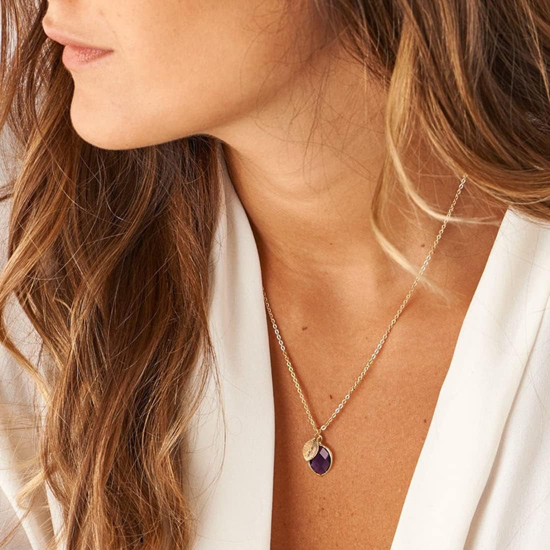 Initial Birthstone Necklace for Women 14K Gold Filled Small Initial Necklace Crystal Birthstone Pendant Necklace for Girls Teens Mom Dainty Gold Necklace Personalized Jewelry Birthday Gift - WORLD TIME VISITS