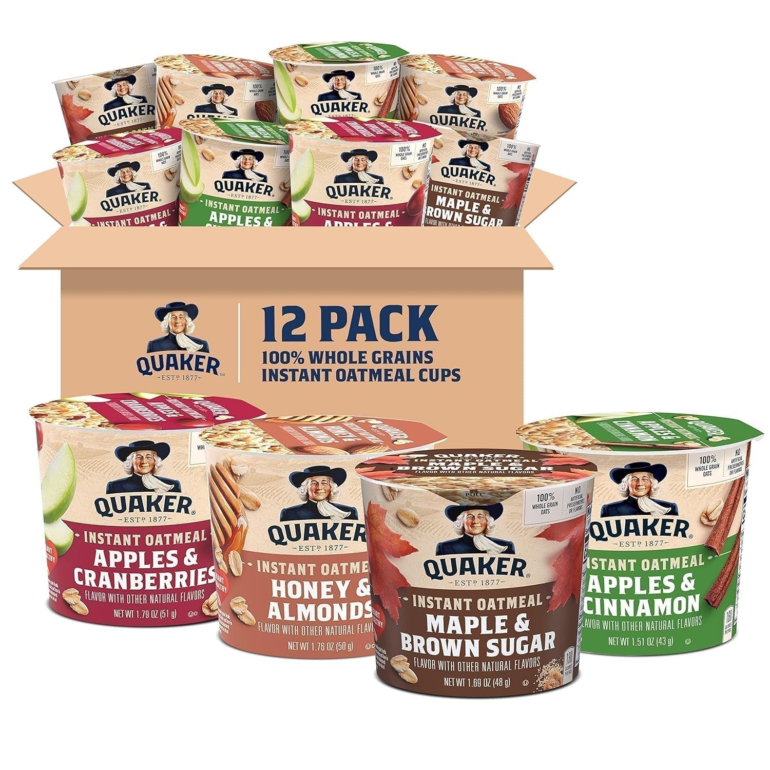 Instant Oatmeal Express Cups, 4 Flavor Variety Pack, 1.76 Ounce (Pack of 12) - WORLD TIME VISITS