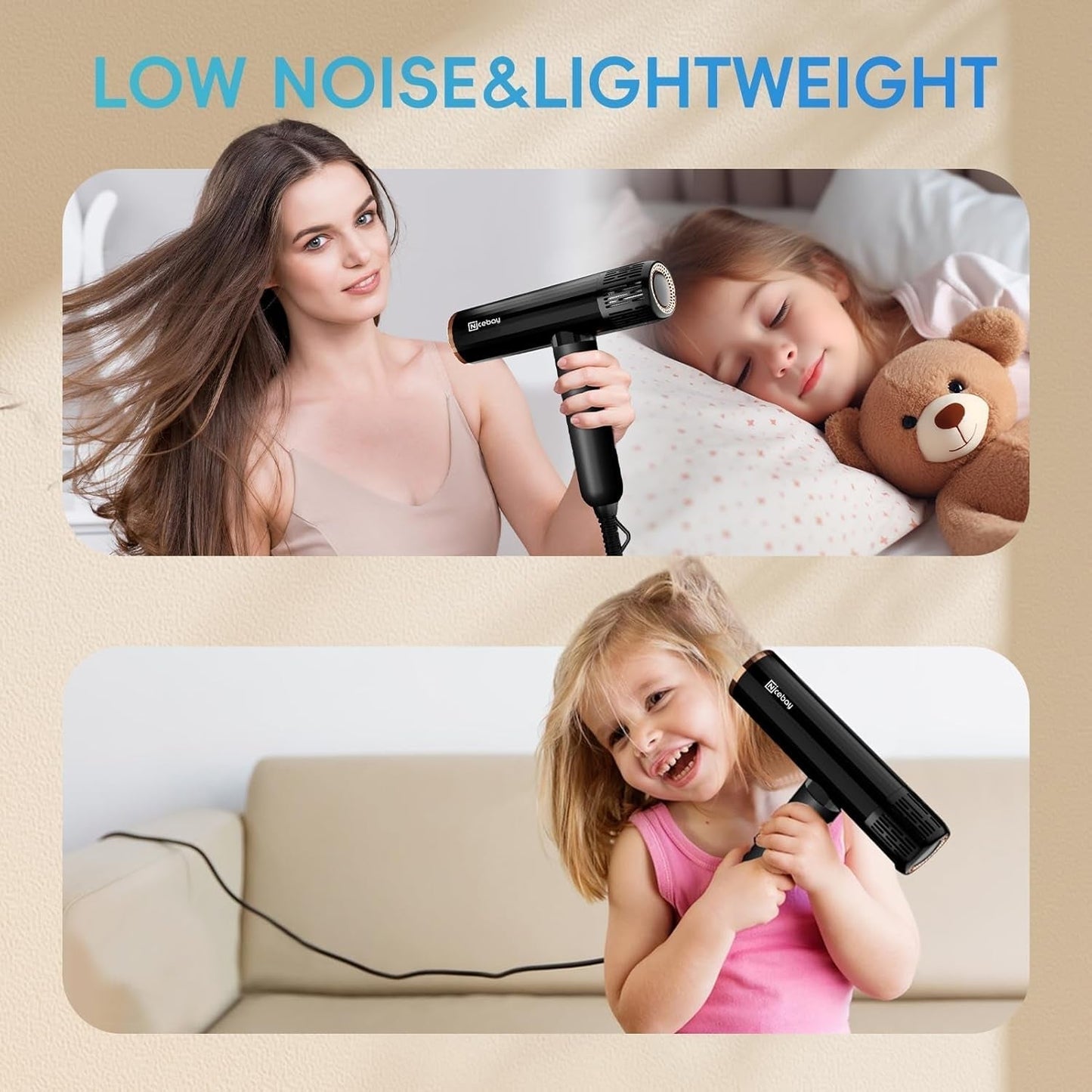 Ionic Hair Dryer with Diffuser, 1600W &110000RPM High-Speed Brushless Motor for Rapid Drying. Lightweight, Constant Temperature, Salon Blow Dryer with 3 Magnetic Attachments