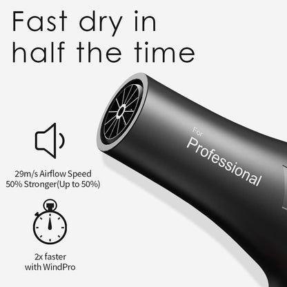 Ionic Salon Hair Dryer, Professional Blow Dryer AC Motor Fast Drying with 2 Speed, 3 Heat Setting, Cool Button, with Diffuser, Nozzle, Concentrator Comb for Curly & Straight Hair - Black - WORLD TIME VISITS