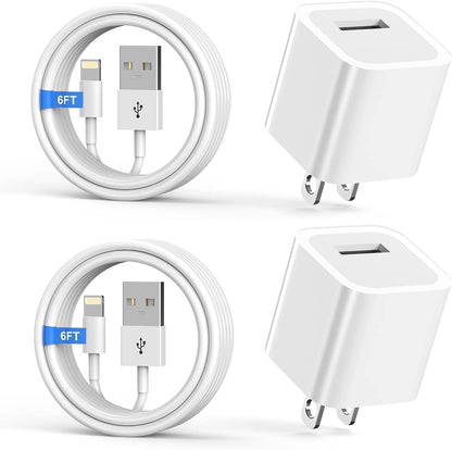 Iphone Charger,[Mfi Certified] 2Pack 6FT Lightning Cable Data Sync Charging Cords with 2Pack USB Wall Charger Travel Plug Adapter Compatible with Iphone 14/13/12/11/Mini/Xs/Max/Xr/X/8/7/Se - WORLD TIME VISITS