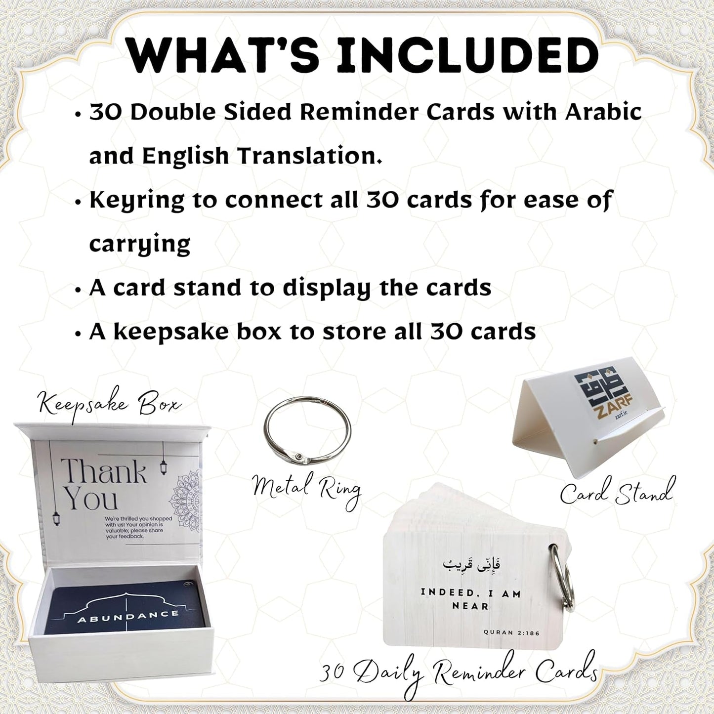 Islamic Affirmations Cards (30 Daily Reminders by Zarf), Spiritual, Quran English, Decor, Ramadan Decorations, Islamic Gifts, Eid Gift, Learn Arabic, Arabic Flashcards Daily Affirmation