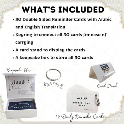 Islamic Affirmations Cards (30 Daily Reminders by Zarf), Spiritual, Quran English, Decor, Ramadan Decorations, Islamic Gifts, Eid Gift, Learn Arabic, Arabic Flashcards Daily Affirmation