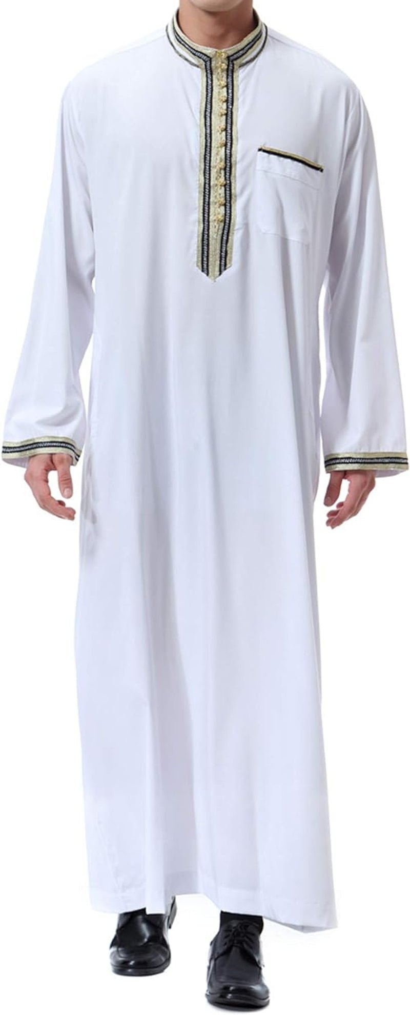 Islamic Mens Clothing Kaftan Maxi - Muslim Male Shirt Long Sleeve Abaya Dubai Cotton… - WORLD TIME VISITS