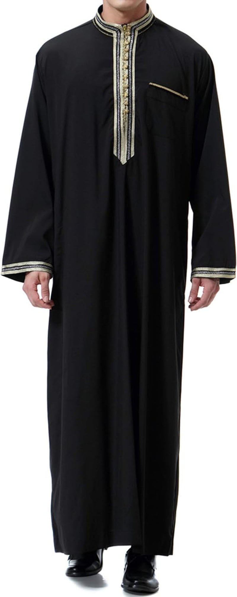 Islamic Mens Clothing Kaftan Maxi - Muslim Male Shirt Long Sleeve Abaya Dubai Cotton… - WORLD TIME VISITS