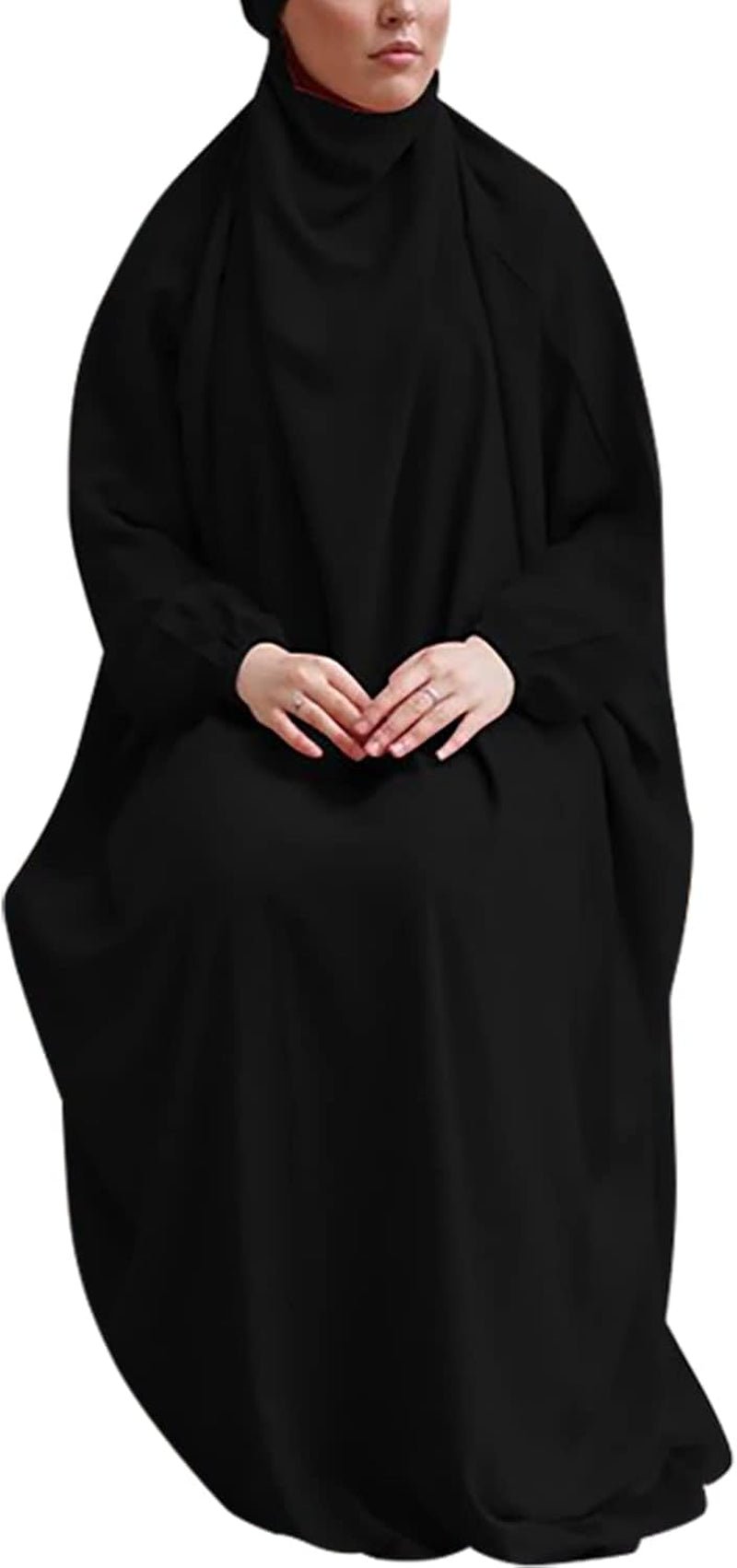 Islamic Women Prayer Dress 1PC Lightweight Arab Bat Sleeve Abaya Modest Maxi Jilbab - WORLD TIME VISITS