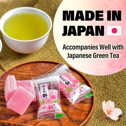 Japanese Sakura Mochi Candies, Real Traditional Cherry Blossom Rice Cakes, 300G/10.58Oz, Japanese Snacks, Japanese Candy, Individually Wrapped