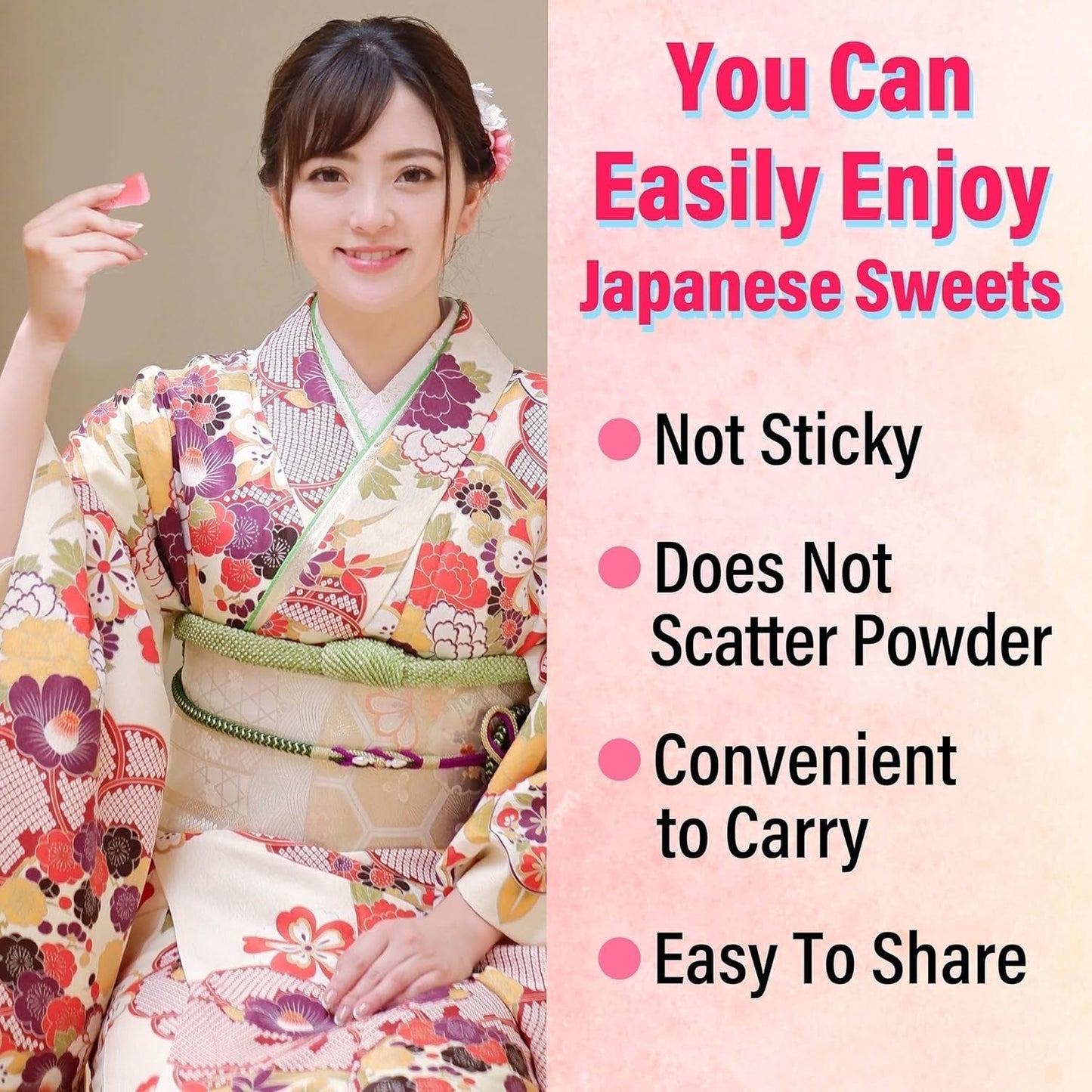 Japanese Sakura Mochi Candies, Real Traditional Cherry Blossom Rice Cakes, 300G/10.58Oz, Japanese Snacks, Japanese Candy, Individually Wrapped - WORLD TIME VISITS