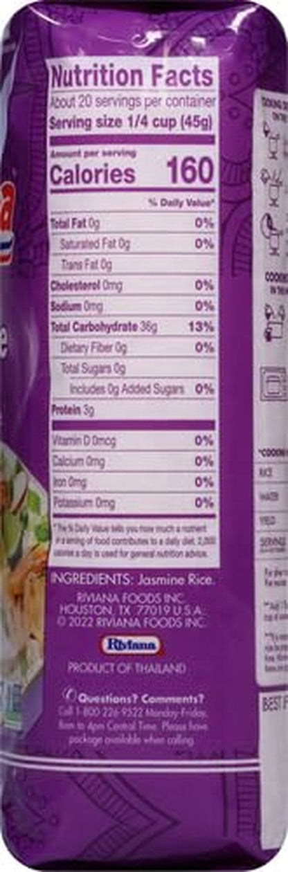 Jasmine Rice, 2Lb Bag of Rice, Thai, Indian, or Cambodian Fragrant Flavored Rice, Stovetop or Microwave Rice