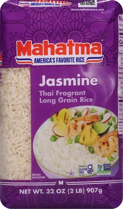 Jasmine Rice, 2Lb Bag of Rice, Thai, Indian, or Cambodian Fragrant Flavored Rice, Stovetop or Microwave Rice - WORLD TIME VISITS