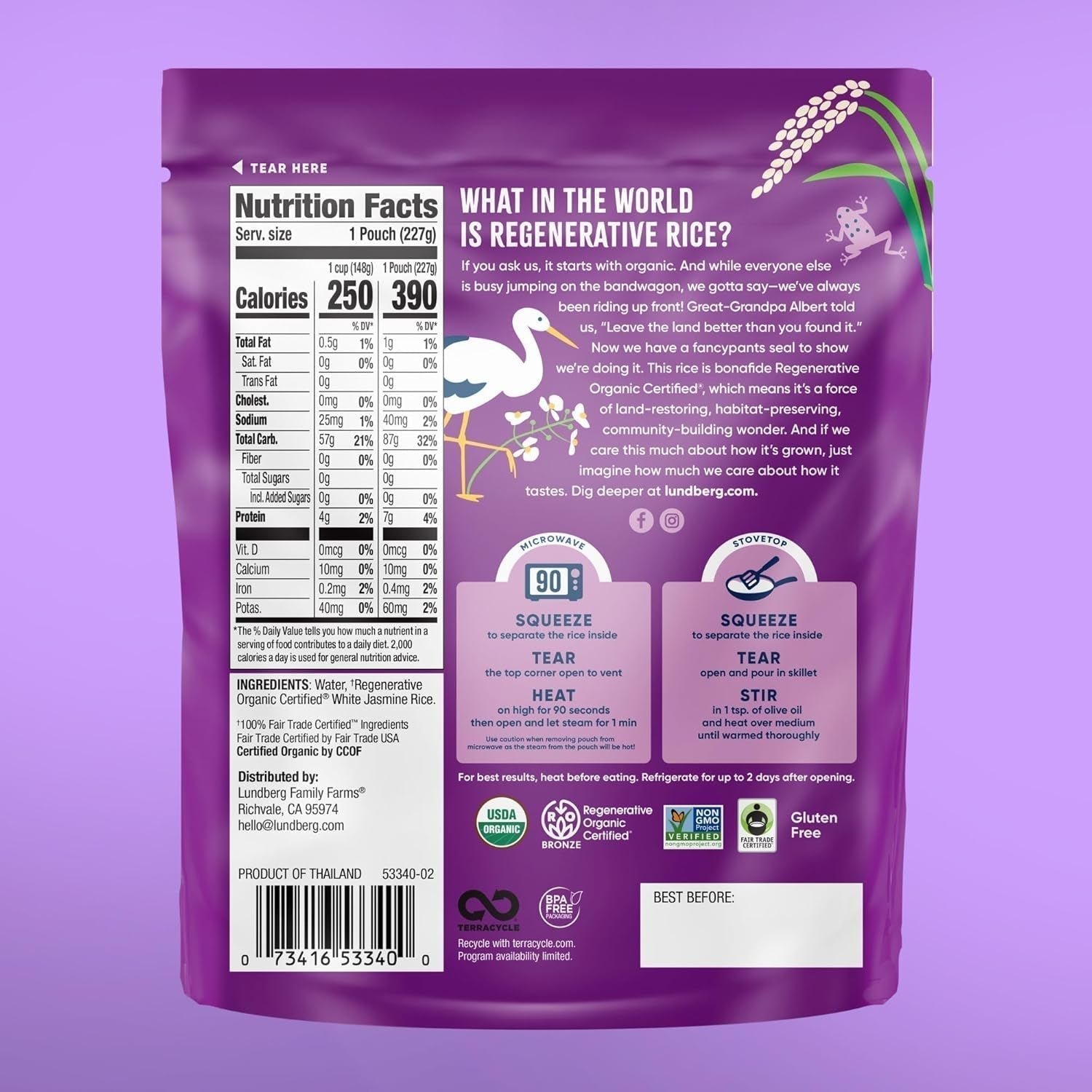 Jasmine Rice, Long Grain White Rice - Non - Sticky, Fluffy Aromatic Rice, Sustainably Grown in California, Regenerative Organic Certified, 8 Oz - WORLD TIME VISITS