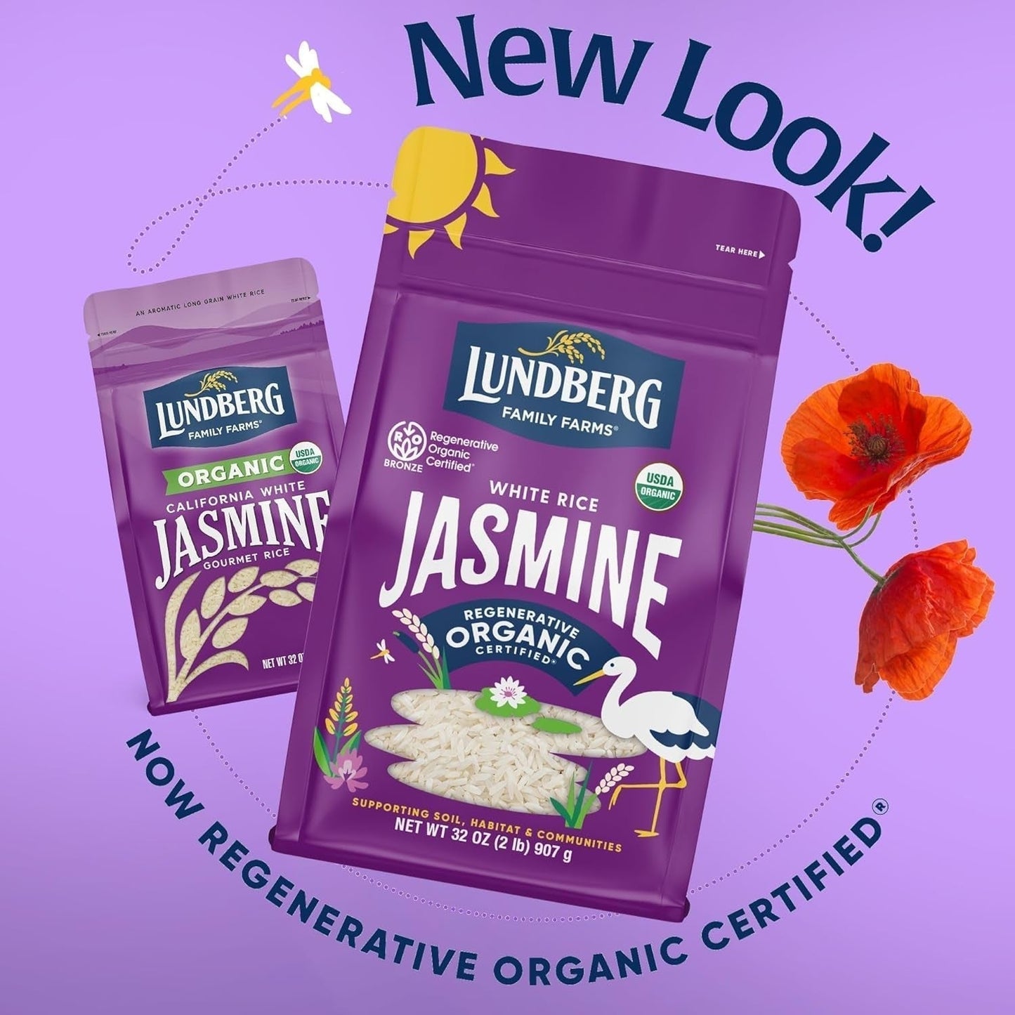 Jasmine Rice, Regenerative Organic Certified – Non-Sticky, Aromatic Long-Grain White Rice, Responsibly Grown in California, 32 Oz