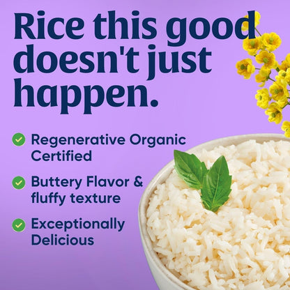 Jasmine Rice, Regenerative Organic Certified – Non - Sticky, Aromatic Long - Grain White Rice, Responsibly Grown in California, 32 Oz - WORLD TIME VISITS