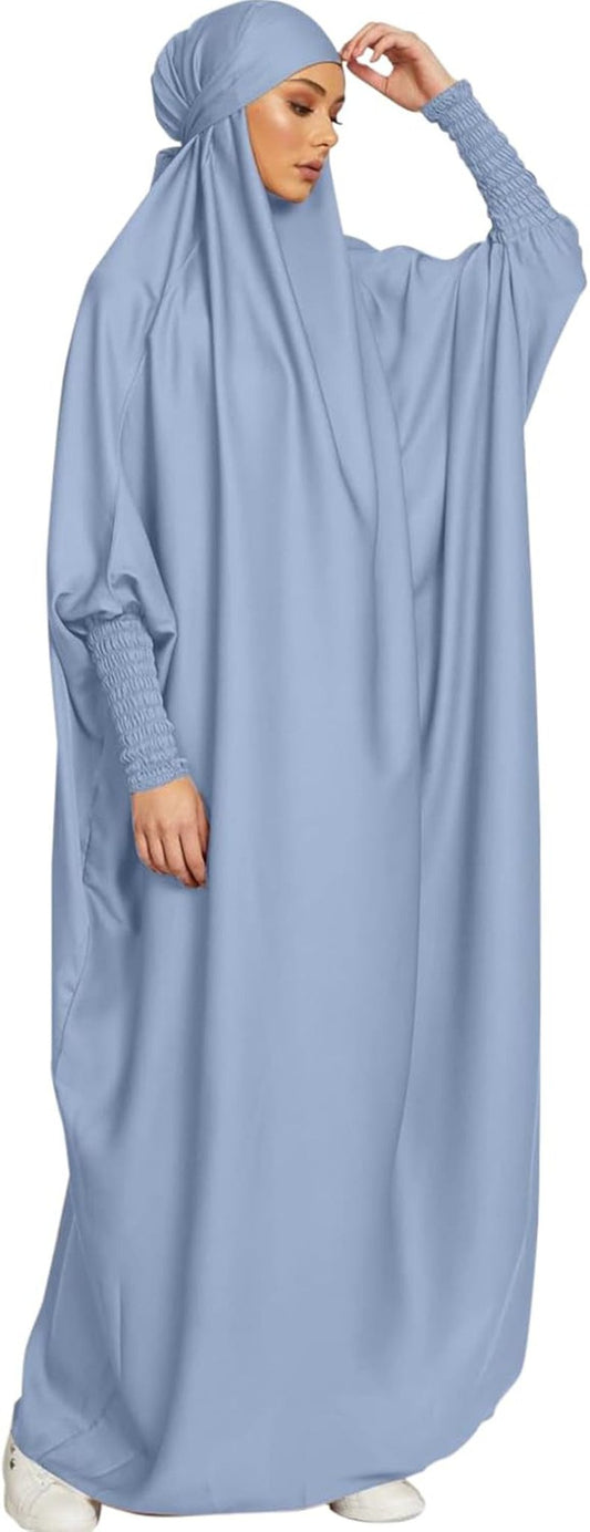 Jazvano Abaya Dress for Women 1Pc Eid Jilbab Muslim Prayer Clothes Islamic Modest Abayas Dubai Salah Robe - WORLD TIME VISITS
