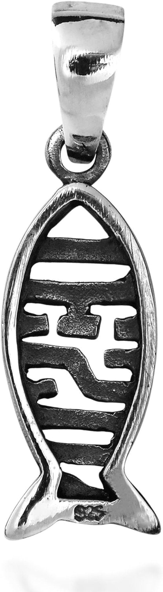 Jesus Fish Ichthys Christian Symbol .925 Silver Pendant or Charm