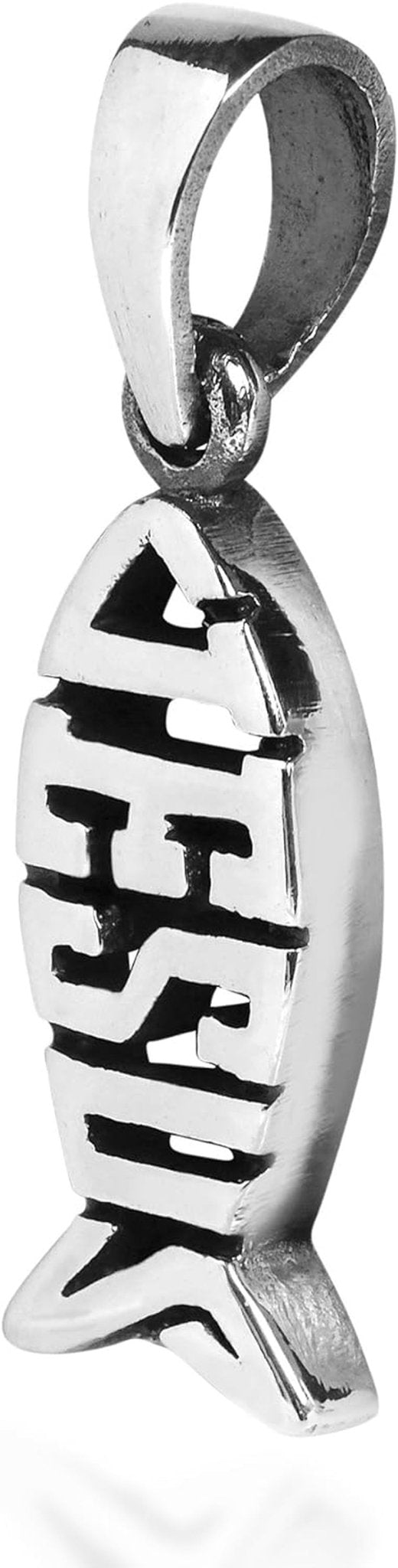 Jesus Fish Ichthys Christian Symbol .925 Silver Pendant or Charm - WORLD TIME VISITS