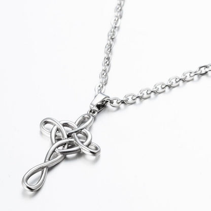 Jewelers Stainless Steel Love Knot Heart Shaped Cross Pendant Necklace