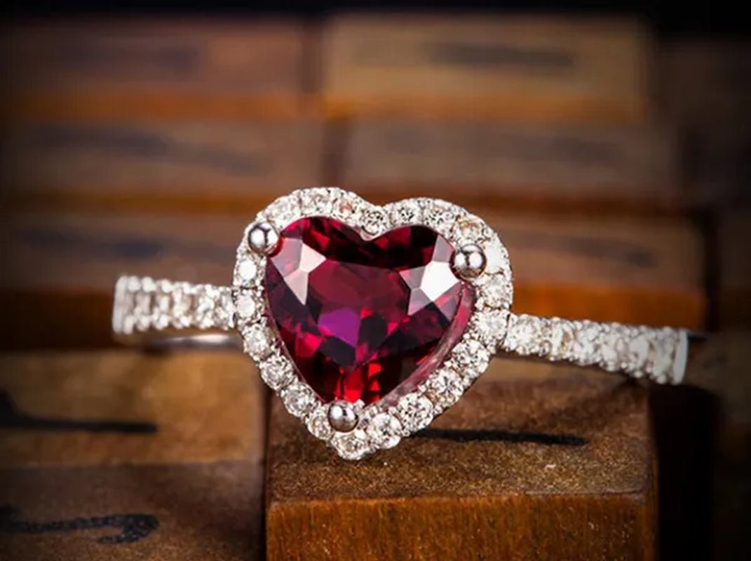Jewelry Silver Gem Ruby Wedding Bride Birthstone Engagement Ring Gift - WORLD TIME VISITS