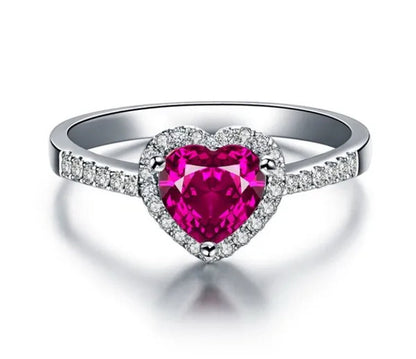 Jewelry Silver Gem Ruby Wedding Bride Birthstone Engagement Ring Gift