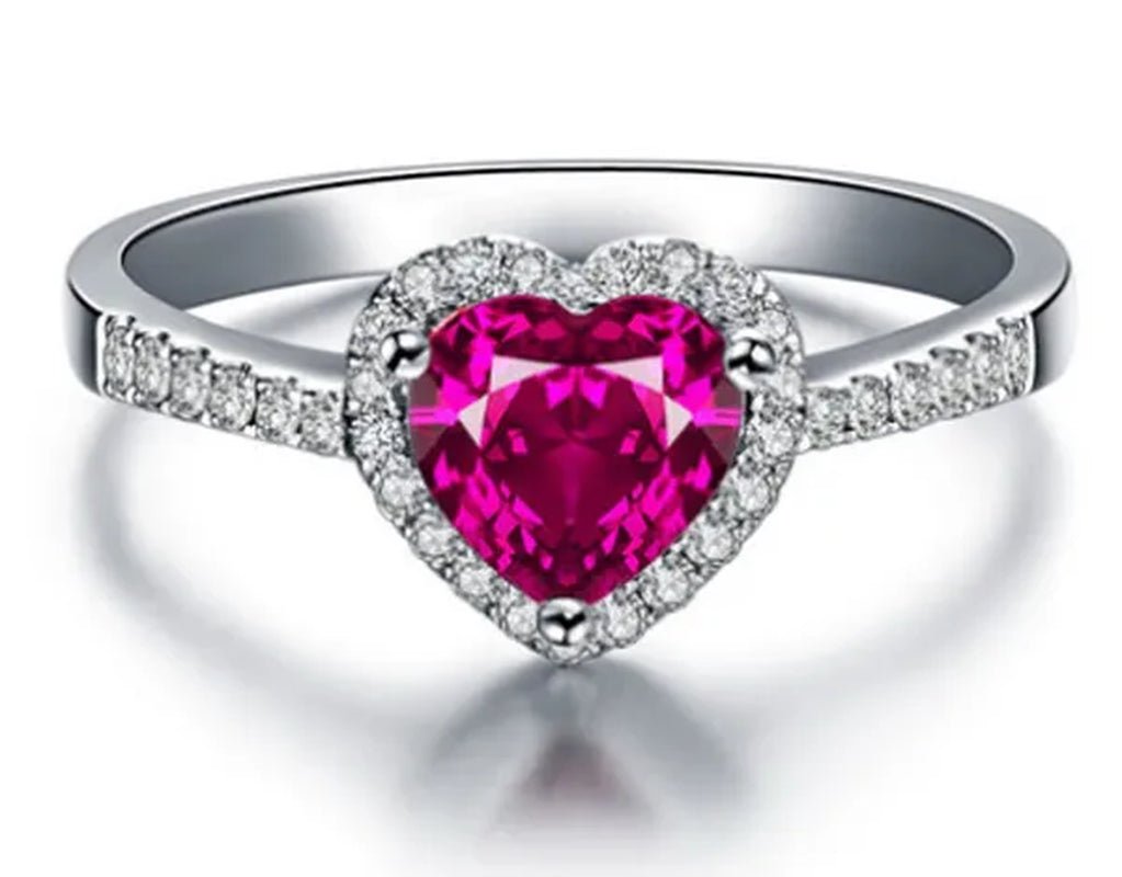 Jewelry Silver Gem Ruby Wedding Bride Birthstone Engagement Ring Gift