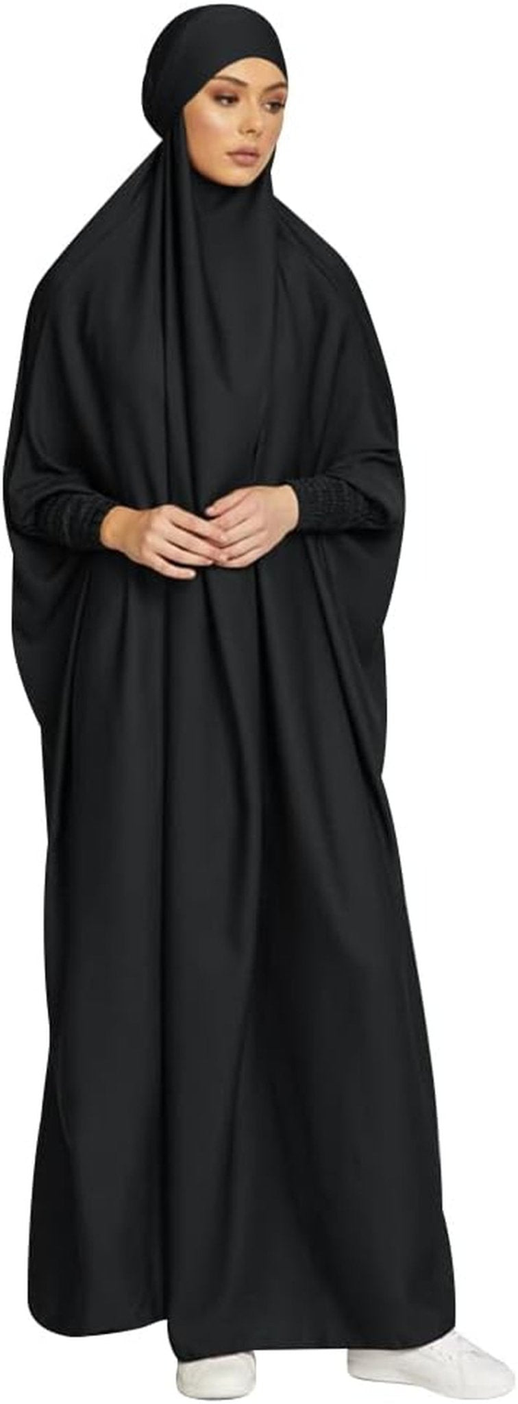 Jilbab for Muslim Women Hooded Abaya Kaftan Dress Hijab Chador One - Piece Loose Fit Arabic Islamic Prayer Robe - WORLD TIME VISITS