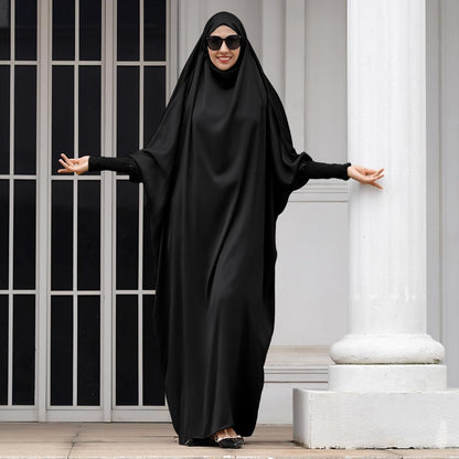 Jilbab for Muslim Women Hooded Abaya Kaftan Dress Hijab Chador One-Piece Loose Fit Arabic Islamic Prayer Robe
