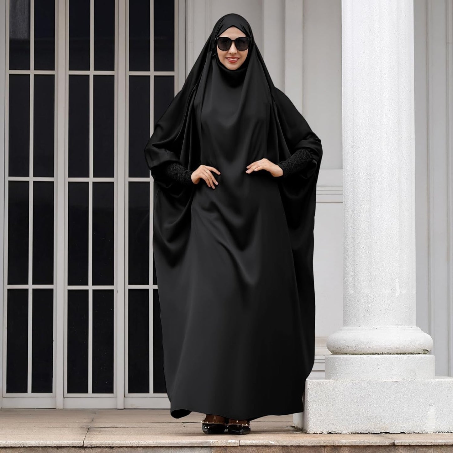 Jilbab for Muslim Women Hooded Abaya Kaftan Dress Hijab Chador One - Piece Loose Fit Arabic Islamic Prayer Robe - WORLD TIME VISITS