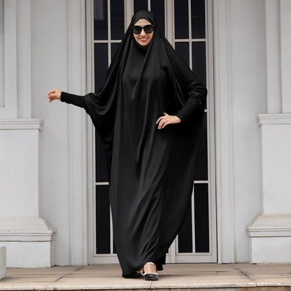 Jilbab for Muslim Women Hooded Abaya Kaftan Dress Hijab Chador One-Piece Loose Fit Arabic Islamic Prayer Robe