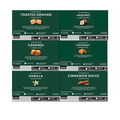 K-Cup Coffee Pods—Flavored Coffee—Variety Pack for Keurig Brewers—Naturally Flavored—100% Arabica—6 Boxes (60 Pods Total)