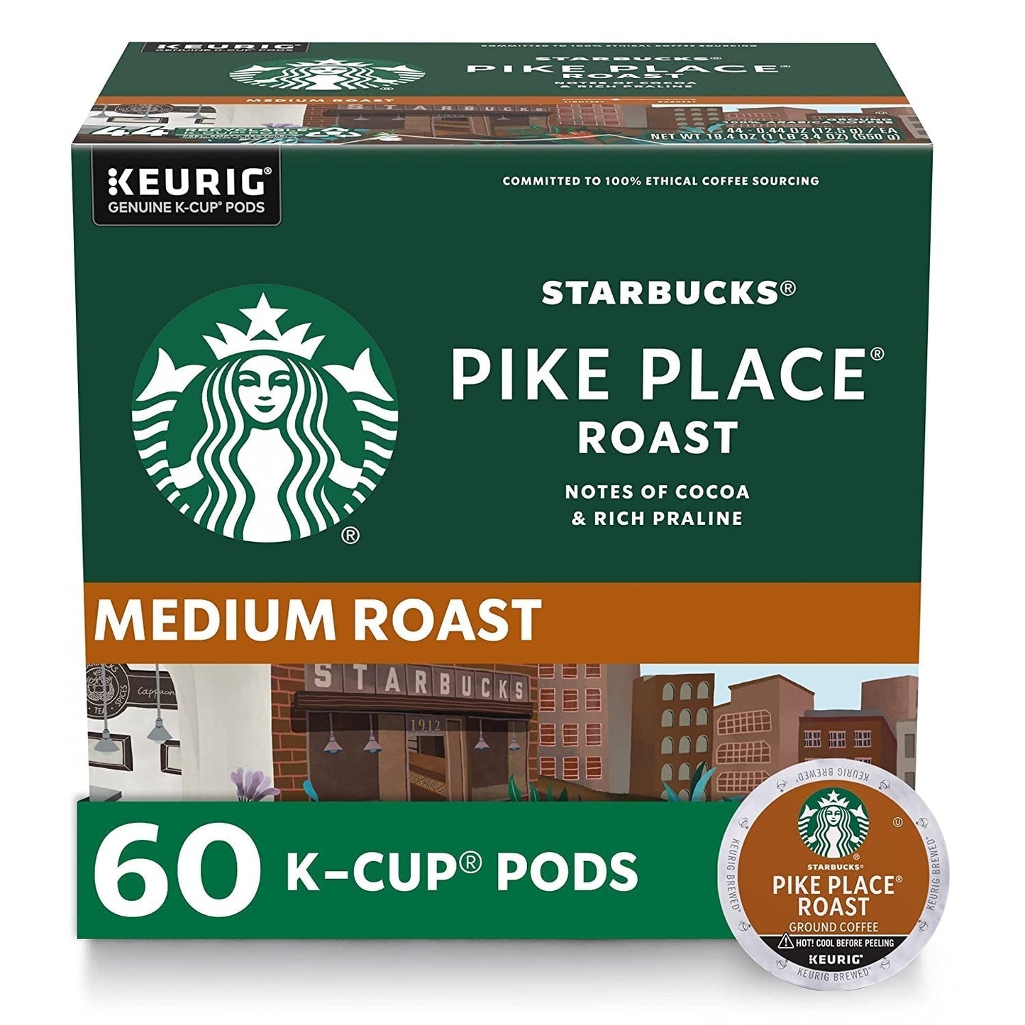 K - Cup Coffee Pods, Medium Roast Coffee, Pike Place Roast for Keurig Brewers, 100% Arabica, 6 Boxes (60 Pods Total) - WORLD TIME VISITS