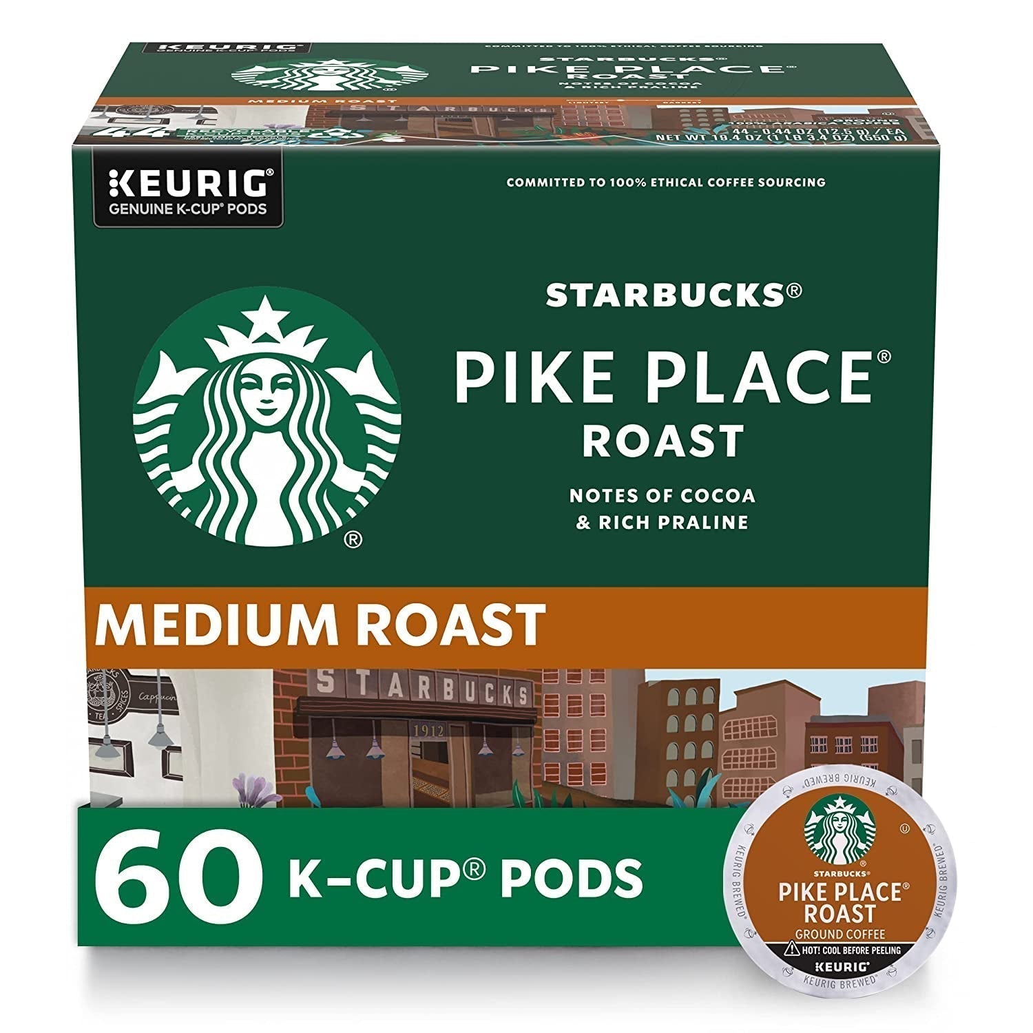 K - Cup Coffee Pods, Medium Roast Coffee, Pike Place Roast for Keurig Brewers, 100% Arabica, 6 Boxes (60 Pods Total) - WORLD TIME VISITS