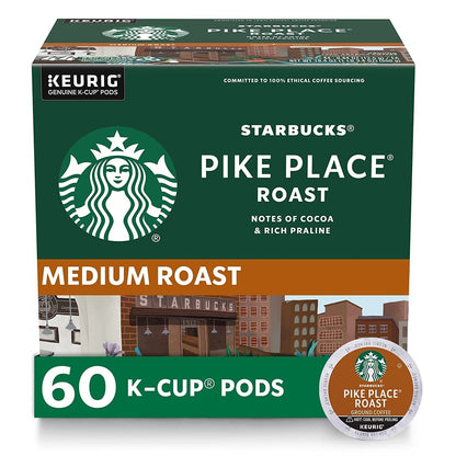 K - Cup Coffee Pods, Medium Roast Coffee, Pike Place Roast for Keurig Brewers, 100% Arabica, 6 Boxes (60 Pods Total) - WORLD TIME VISITS