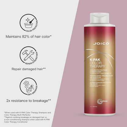 K-PAK Color Therapy Color-Protecting Conditioner | for Color-Treated Hair | Boost Shine | Improve Elasticity | Repair Breakage | Rebuild Damaged Hair | with Keratin & Argan Oil
