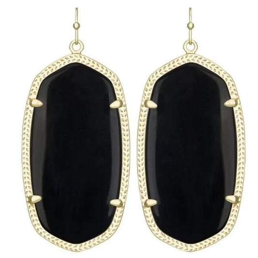 Kendra Scott 4217701109 Danielle Earrings, Gold & Black - WORLD TIME VISITS