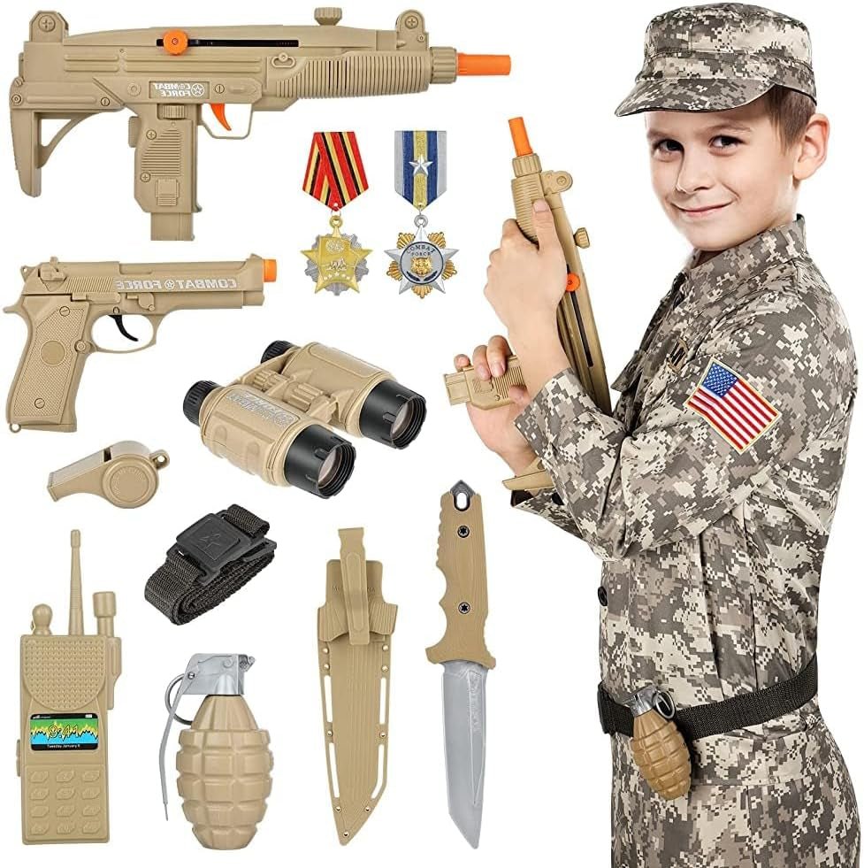 Kids Army Soldier Dress up Costume Role Play Set, Deluxe Christmas Gift for Kids Boys Aged 3 - 12 - WORLD TIME VISITS