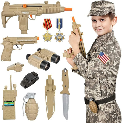 Kids Army Soldier Dress up Costume Role Play Set, Deluxe Christmas Gift for Kids Boys Aged 3 - 12 - WORLD TIME VISITS